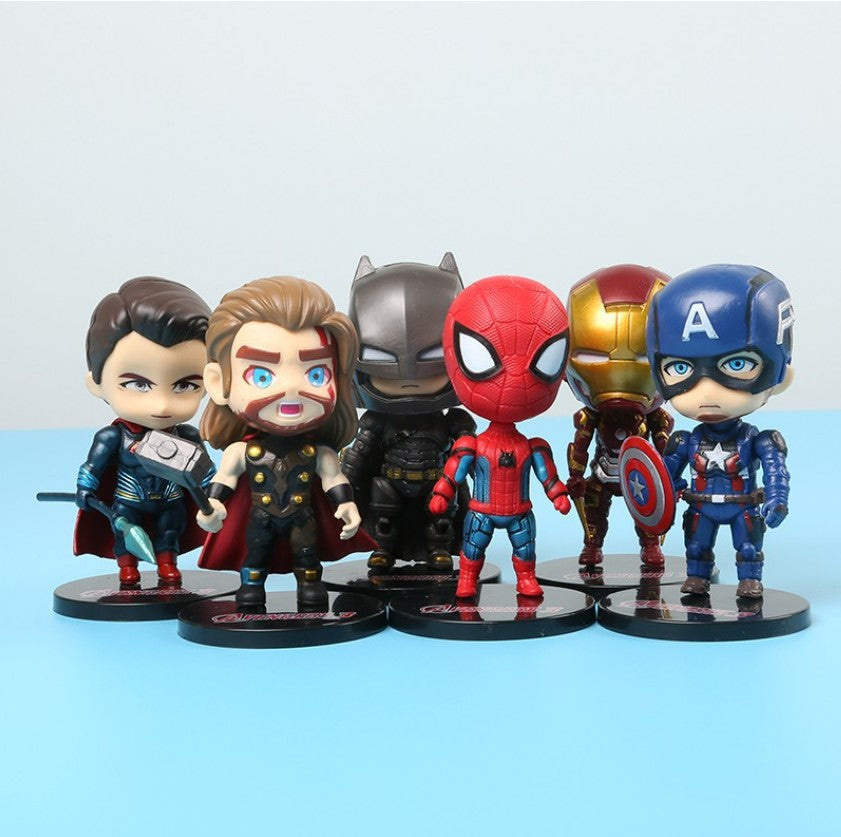 Avengers 6pcs figurine set Captain america iron man thor batman spiderman superman toy figure cake topper