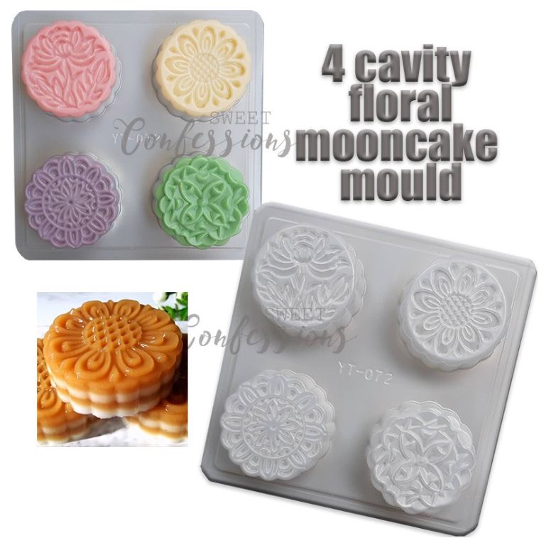4 cavity floral mooncake plastic mould jelly mooncake mold agar agar