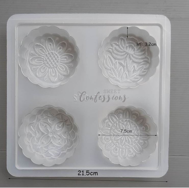 4 cavity floral mooncake plastic mould jelly mooncake mold agar agar