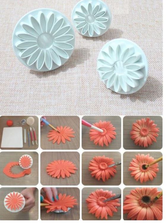 3pcs cutter - Sunflower Gerbera large flower floral plunger cutter mould