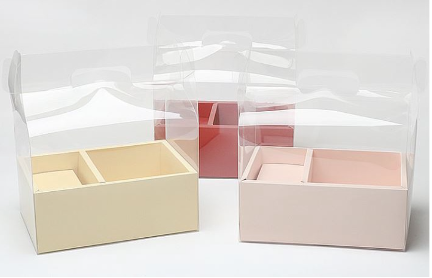 Gift box - Cake & flowers packaging box clear transparent 2 in 1 gift set bouquet box