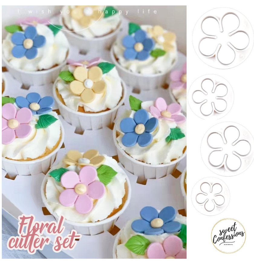 Blossom mould flower cutter 5 petal cutters floral cake decorating mold
