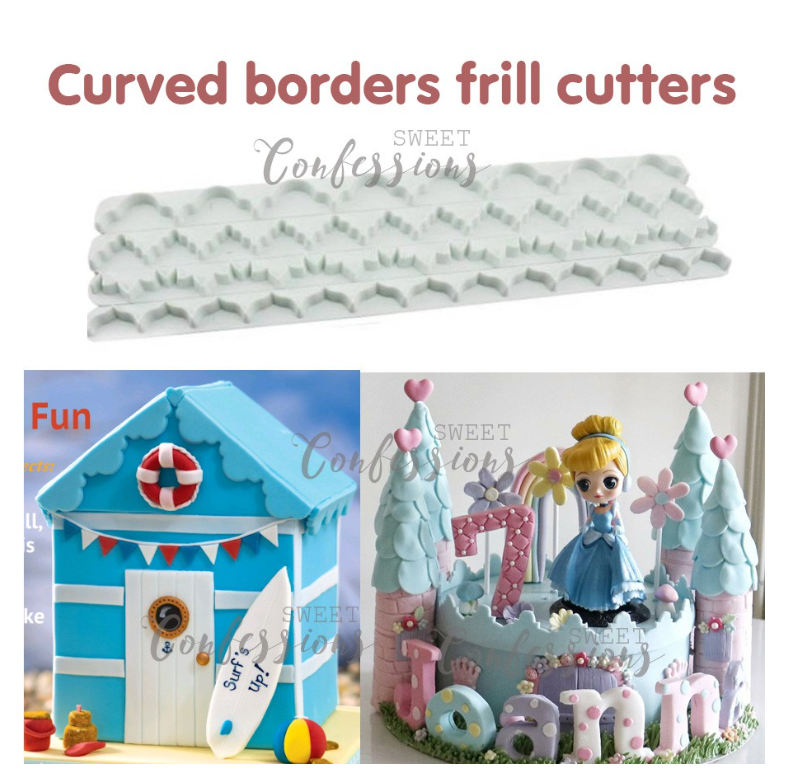 Straight Frill cutters - 4pcs set curved borders grass roof fondant cake decorating cutter