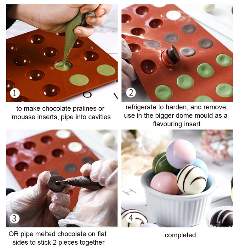 6 / 15 cavity Petite gateau dome silicon round silicone mould mousse ball sphere round cake pan mold