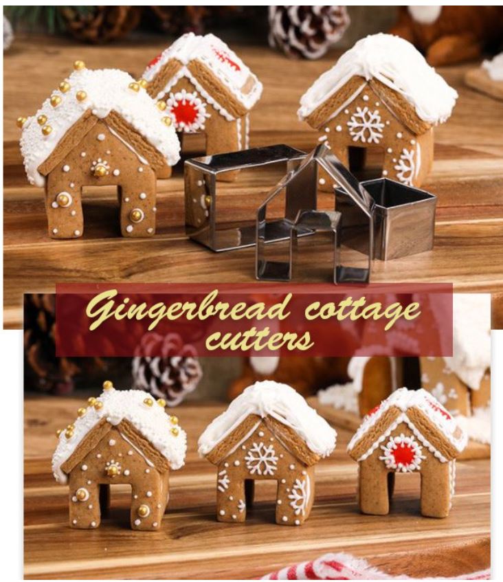 Mini gingerbread cookie cutter 3D cottage house christmas cutter set xmas biscuit decorating