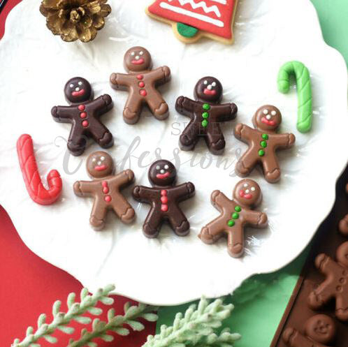 Gingerbread man mould candy cane chocolate jelly silicone mold christmas cake decorating mould