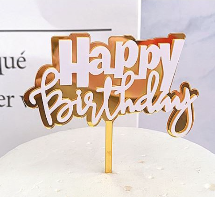 Happy birthday cursive words greeting topper cake gift topper
