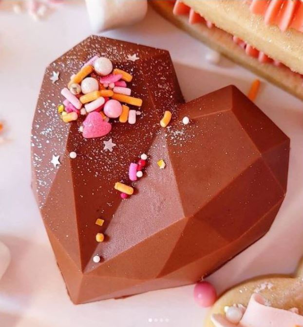 🇸🇬 Heart pinata mould Amore origami diamond heart shape silicone mould italian dessert mousse cake pan jelly mold