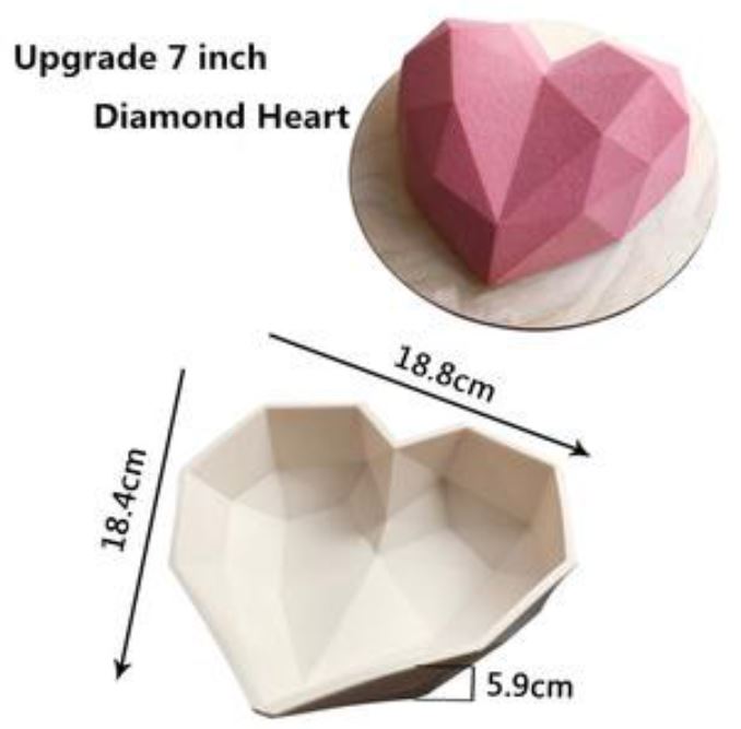 🇸🇬 Heart pinata mould Amore origami diamond heart shape silicone mould italian dessert mousse cake pan jelly mold