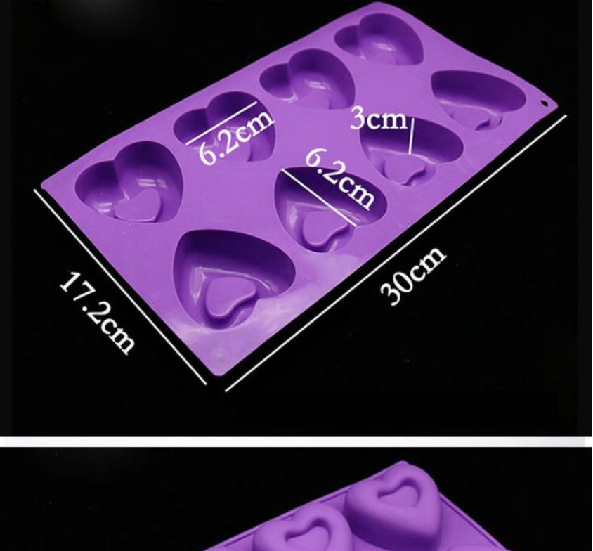 8 cavity heart love shape silicone mould mousse cake soap jelly mold
