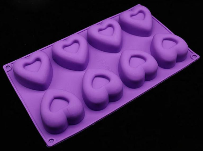 8 cavity heart love shape silicone mould mousse cake soap jelly mold