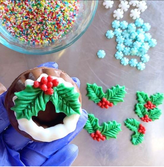 Holly leaf christmas tree cake decorating mould xmas silicone mold