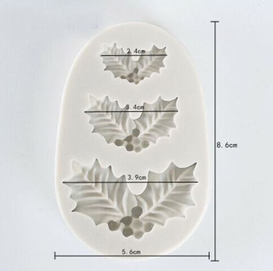 Holly leaf christmas tree cake decorating mould xmas silicone mold