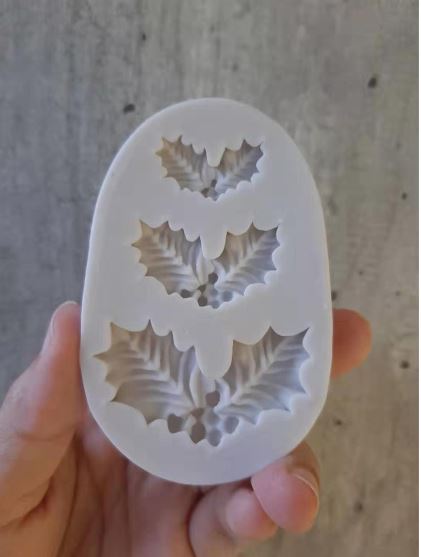 Holly leaf christmas tree cake decorating mould xmas silicone mold