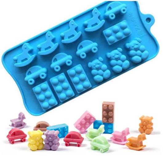 Rocking horse animal farm chocolate silicone mould bear car lego cake jelly decorating mold