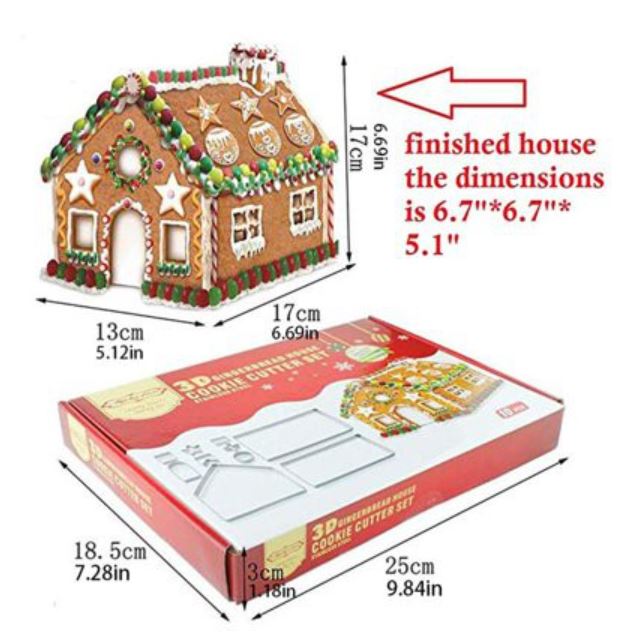 3D gingerbread house cookie cutters set christmas decorating
