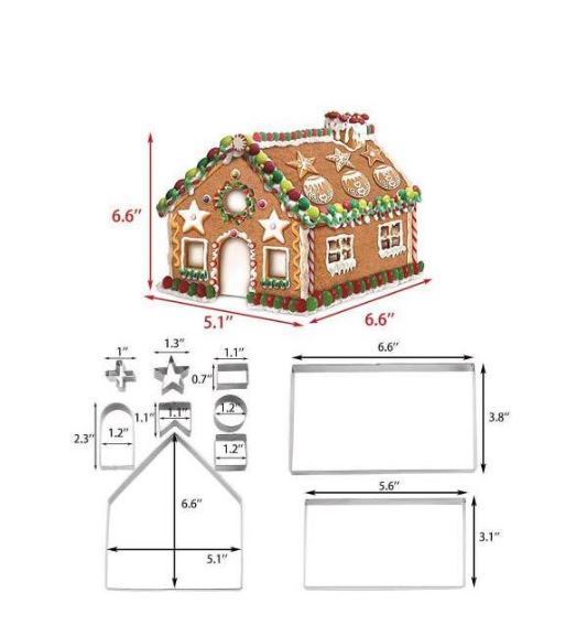 3D gingerbread house cookie cutters set christmas decorating