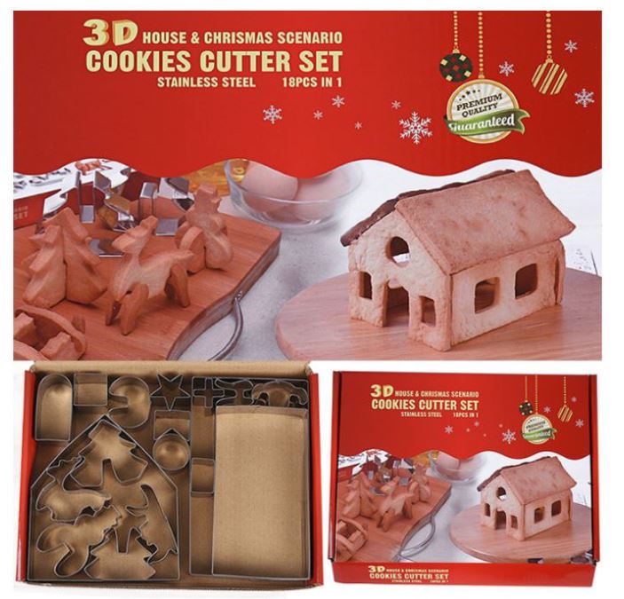 3D gingerbread house cookie cutters set christmas decorating