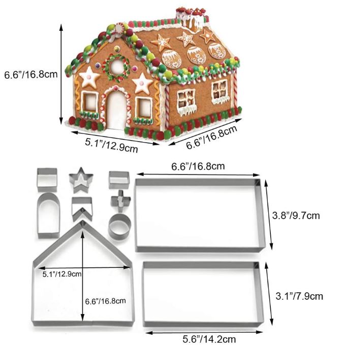 3D gingerbread house cookie cutters set christmas decorating