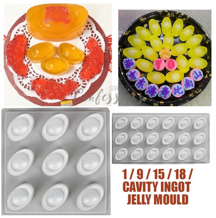 🇸🇬 Gold ingot jelly silicone mould gold nuggets for making longevity cake 元宝蛋糕模