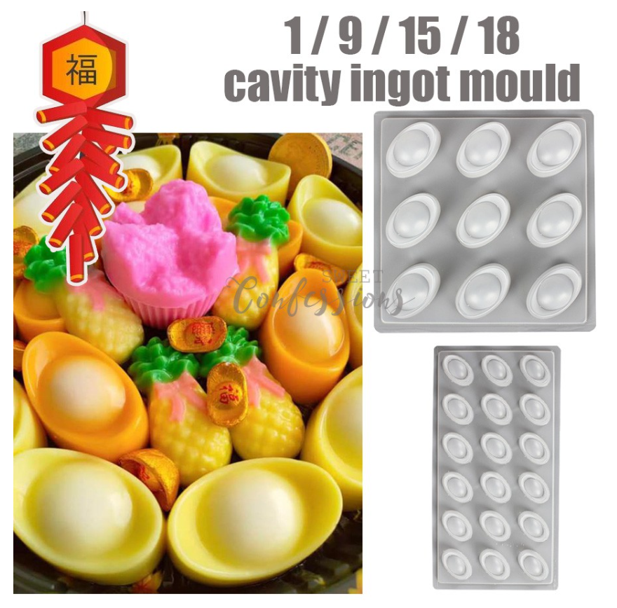 🇸🇬 Gold ingot jelly silicone mould gold nuggets for making longevity cake 元宝蛋糕模
