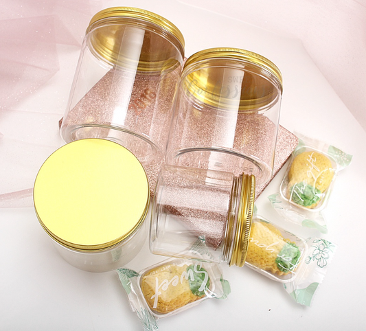 🔥Cookie jar biscuit tin round food storage plastic container transparent grain nut storage cookies bottle can