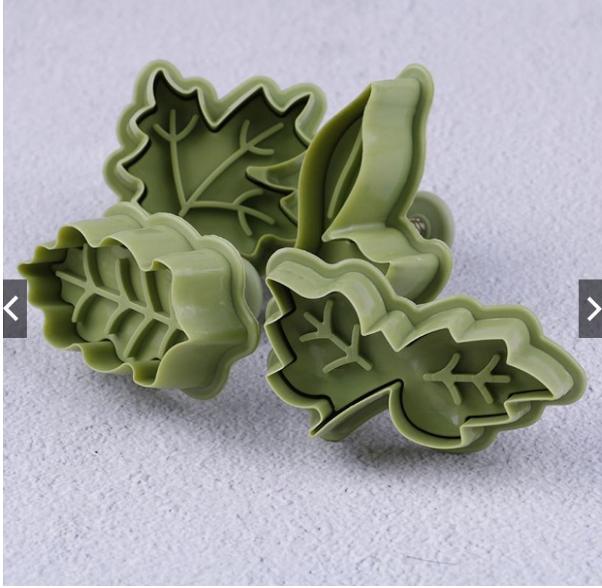 Flaky pie 4pc leaf cutter cherry cutter veining fondant cookie cutter gumpaste plunger cutters in a set