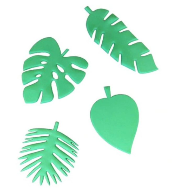 4pc leaf cutter set tropical leaves cake decorating mould monstera fern leaf cutters cut-out animal cake decoration