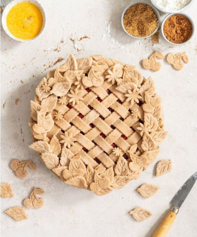 Flaky pie 4pc leaf cutter cherry cutter veining fondant cookie cutter gumpaste plunger cutters in a set