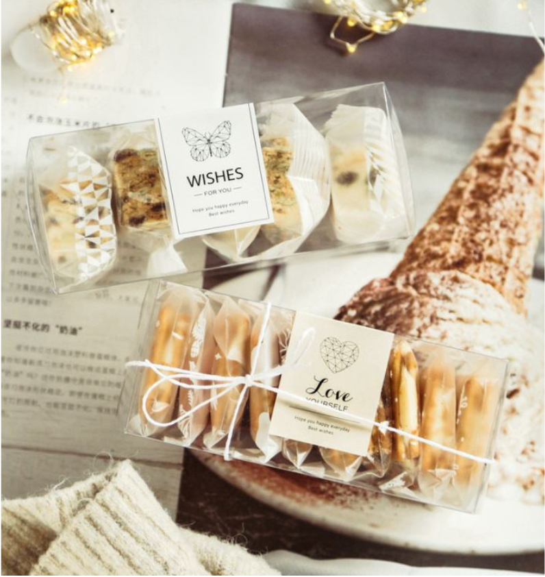 10pcs Clear Long Box Rectangle Packaging cookie box Macaron Box