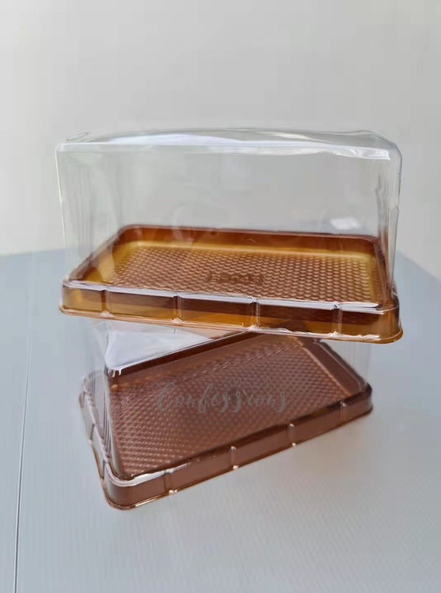 10pcs rectangle long loaf box swiss roll tray 6 inch cake box plastic packaging box clear transparent packing tray