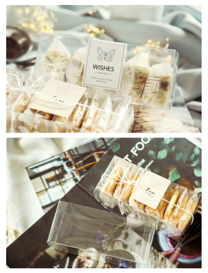 10pcs Clear Long Box Rectangle Packaging cookie box Macaron Box