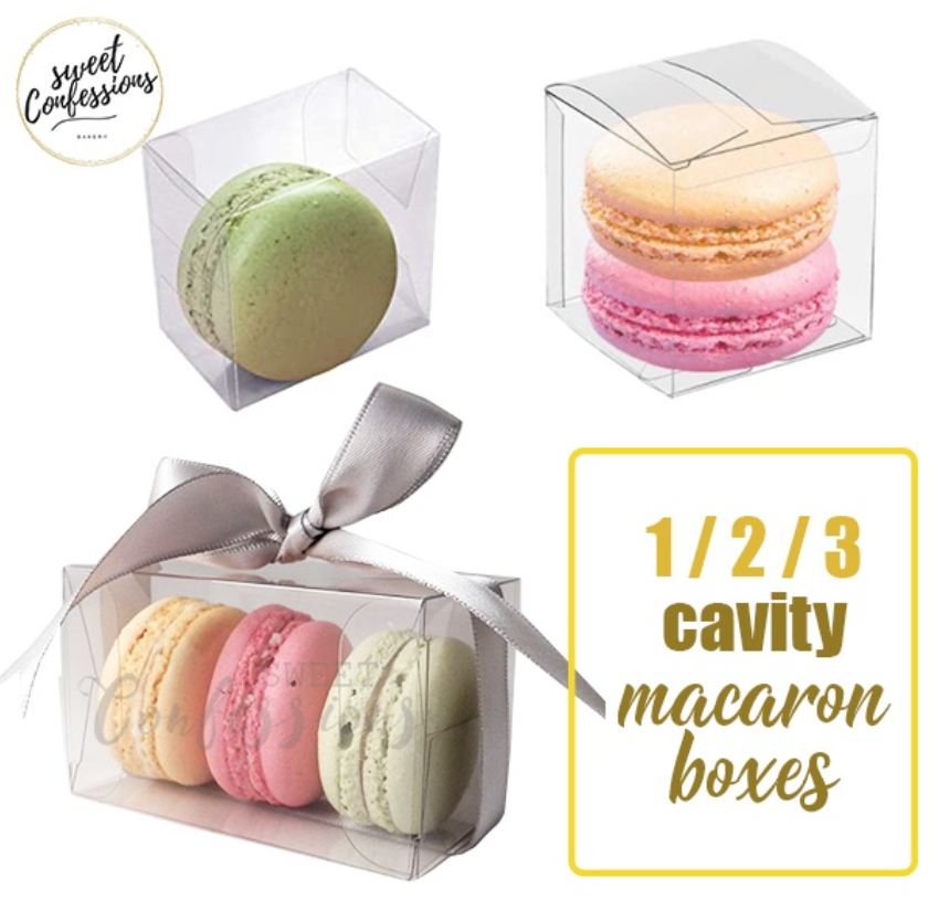 🇸🇬10pcs macaron box transparent clear gift box macaroon for 1 macaron 2 macaron 3 macaron single double triple macarons