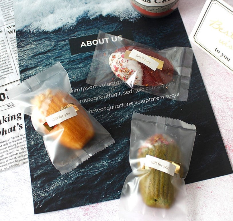 🔥 🇸🇬 100pcs madeleine financier wrappers cookie bag pasty packaging bag food heat sealer type heat seal