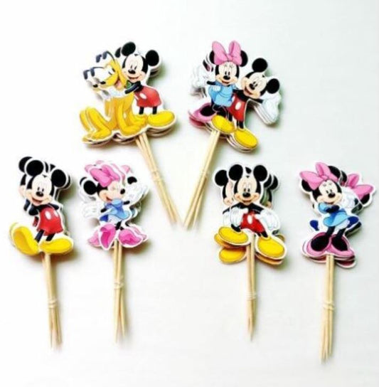 24pcs mickey cake topper minnie cupcake toppers gift tag cake decorating paper card