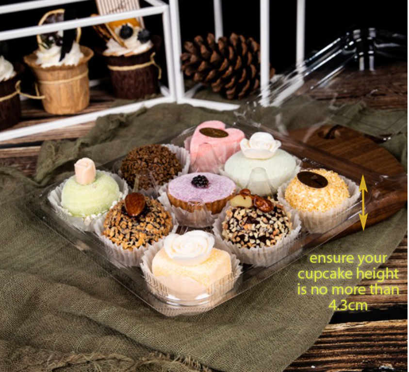 🇸🇬 10 pcs Mini cupcake box Mini tart - tray transparent 9 cavity packaging box dumpling box tray mantou