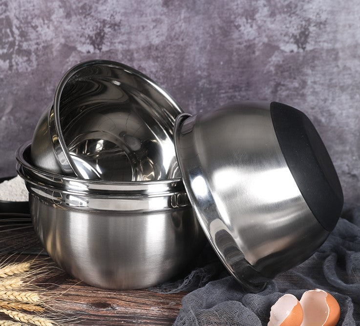 Anti-slip mixing bowl large salad basin stainless steel baking prepping kitchen food preparation whisking container
