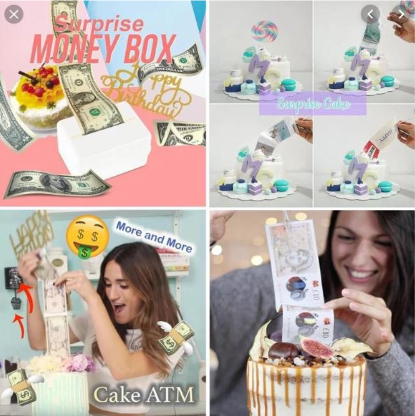Kit - (free topper) Money pulling cake box hidden cake atm machine secret box for cake decorating (FREE topper)