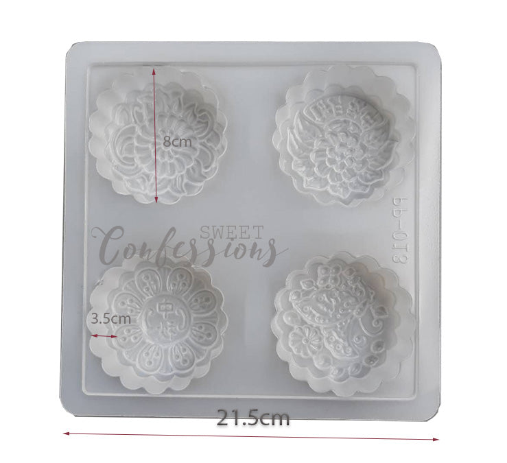 Large floral mooncake mould 4 cavity jelly agar agar mooncake mold