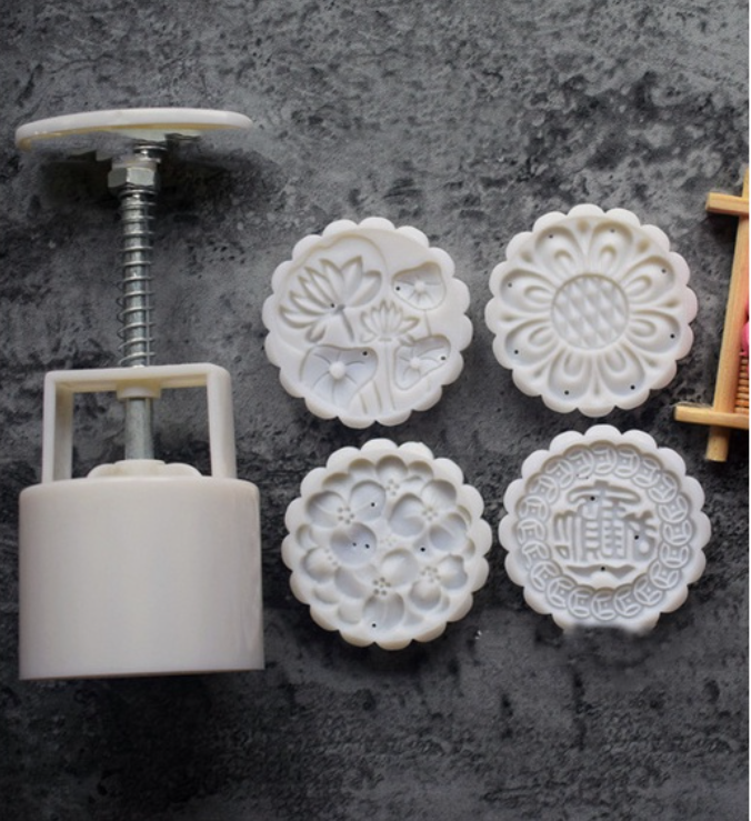 4 pattern 125g mooncake mould presser mould lotus 招财进宝月饼模