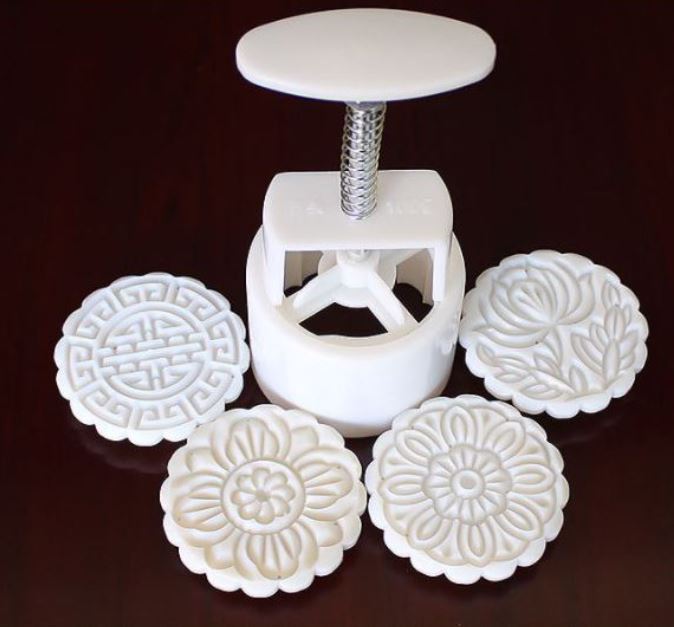 Large floral mooncake 100g press mould with 4 interchangeable designs