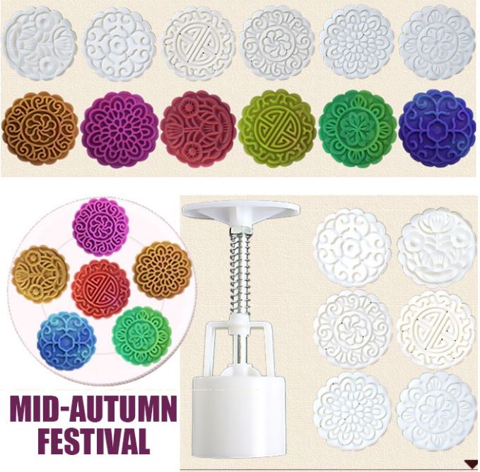 Large floral mooncake 100g press mould with 4 interchangeable designs