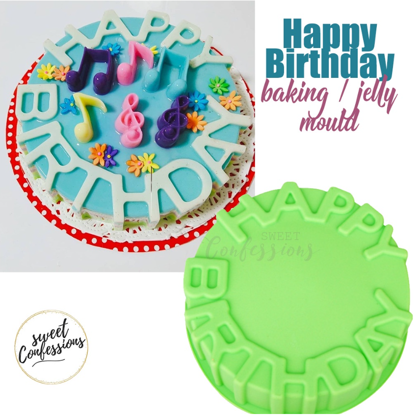8 inch Happy birthday mould for jelly or mousse cake agar agar pudding cake silicon mold