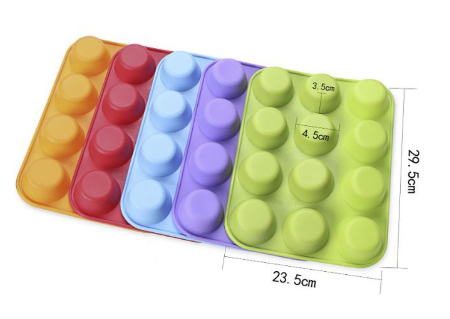 12 cavity cupcake pan muffin baking pan tray cups silicone mould