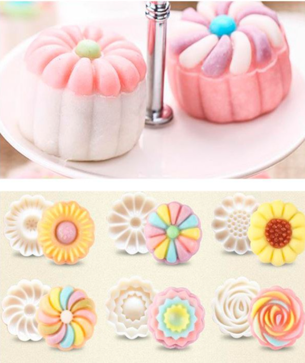 Mooncake mould 50g with 6 patterns mooncakes plastic press mold
