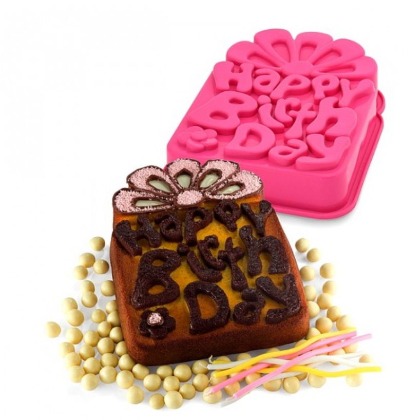 Happy birthday mould cake pan gift present shape baking mould jelly mold