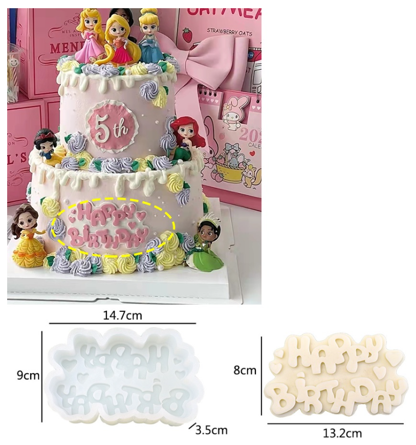 Happy birthday fondant mould jelly art silicone mold text words mould