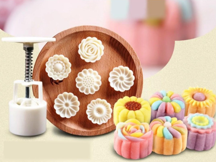 Mooncake mould 50g with 6 patterns mooncakes plastic press mold