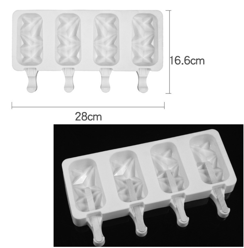 🇸🇬🇸🇬Faceted shock cakesicle popsicle mould 4 cavity geometric ice cream pop mold