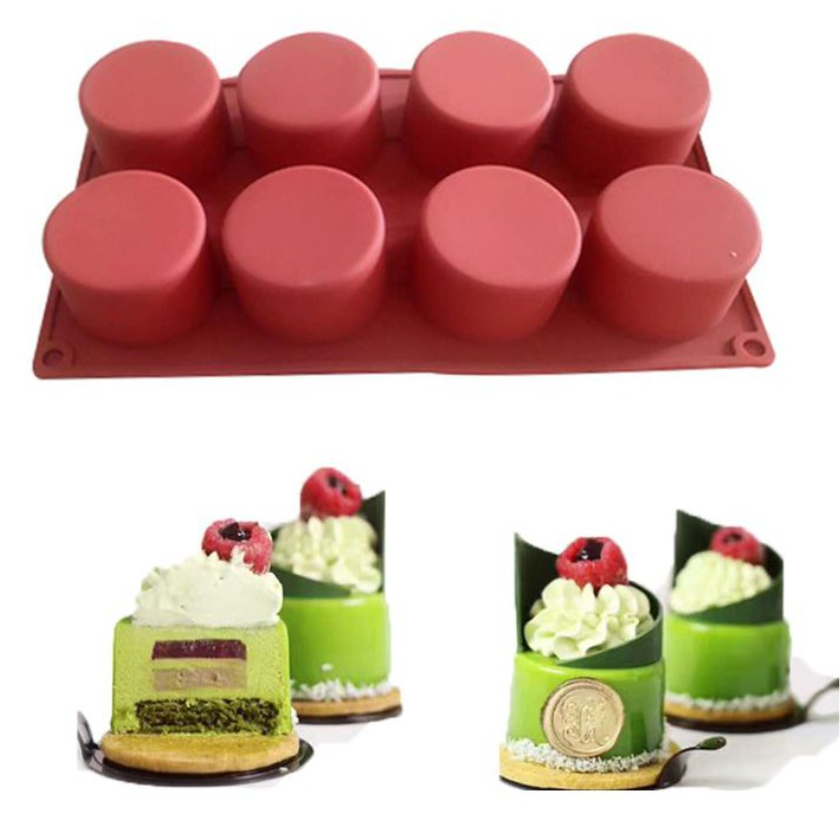 8 cavity mousse cake ring silicone mould round petite gateau jelly silicon cake mold baking pan